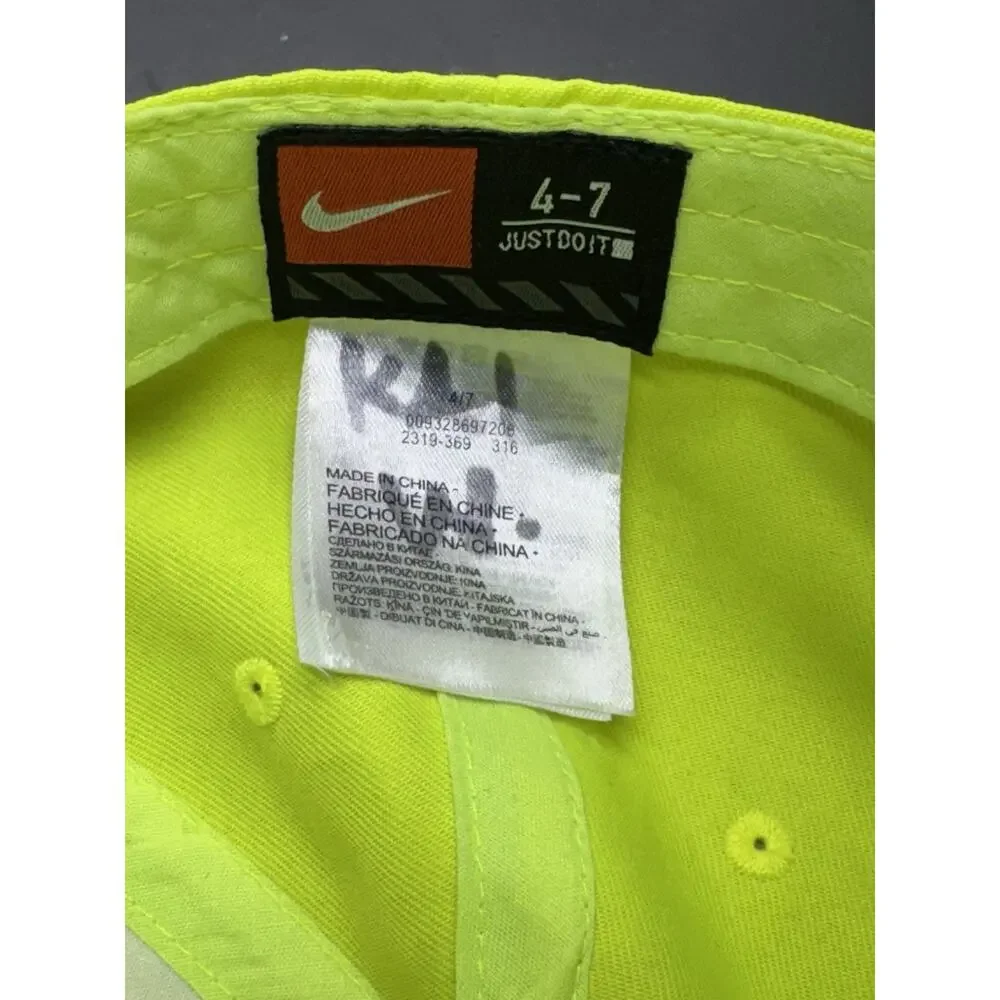 Nike Youth 4-7 Bright Neon Highlighter Yellow Adjustable Hat Cap Classic Active